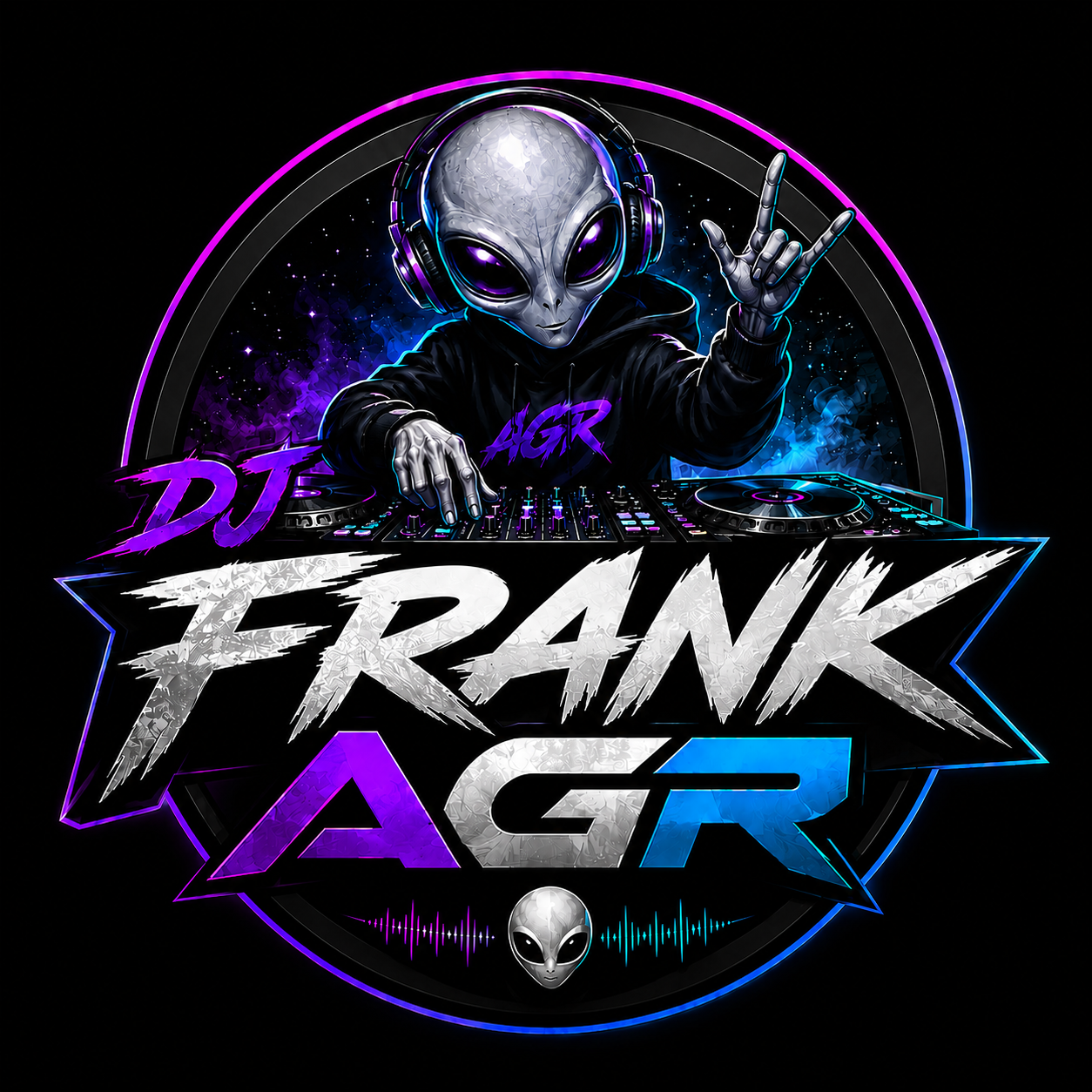 Logo DJ Frank AGR con alieno DJ